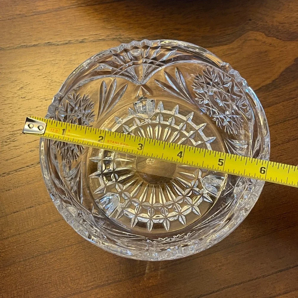 Vintage Cut Glass Footed Bowl Trinket Dish Candy Dish Heavy‎ Glass